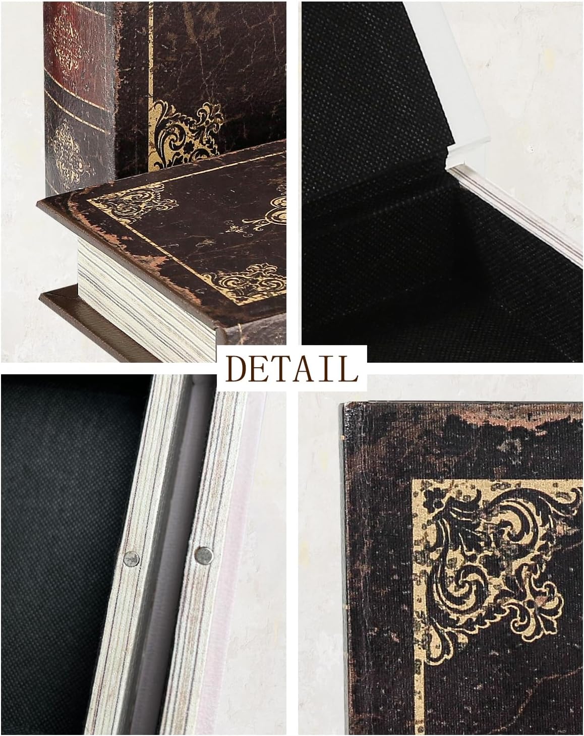 Wooden Book Box / 3 x Dark Vintage / Set of 3