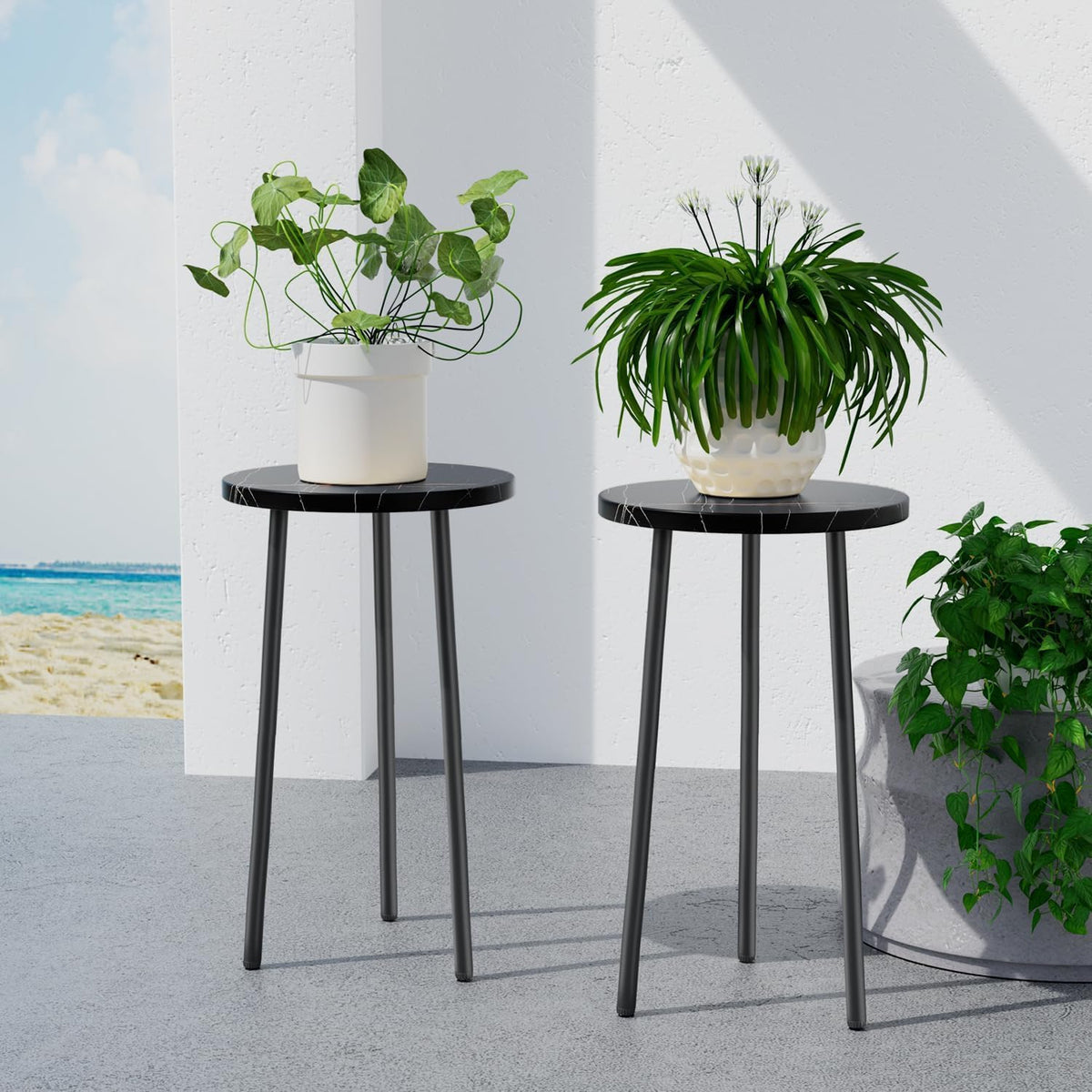 Plant Stand Indoor 2 Pack: Tall Plant Stand 20 Inch Convertible Multi-purpose Flowers Holder - Small Round Side End