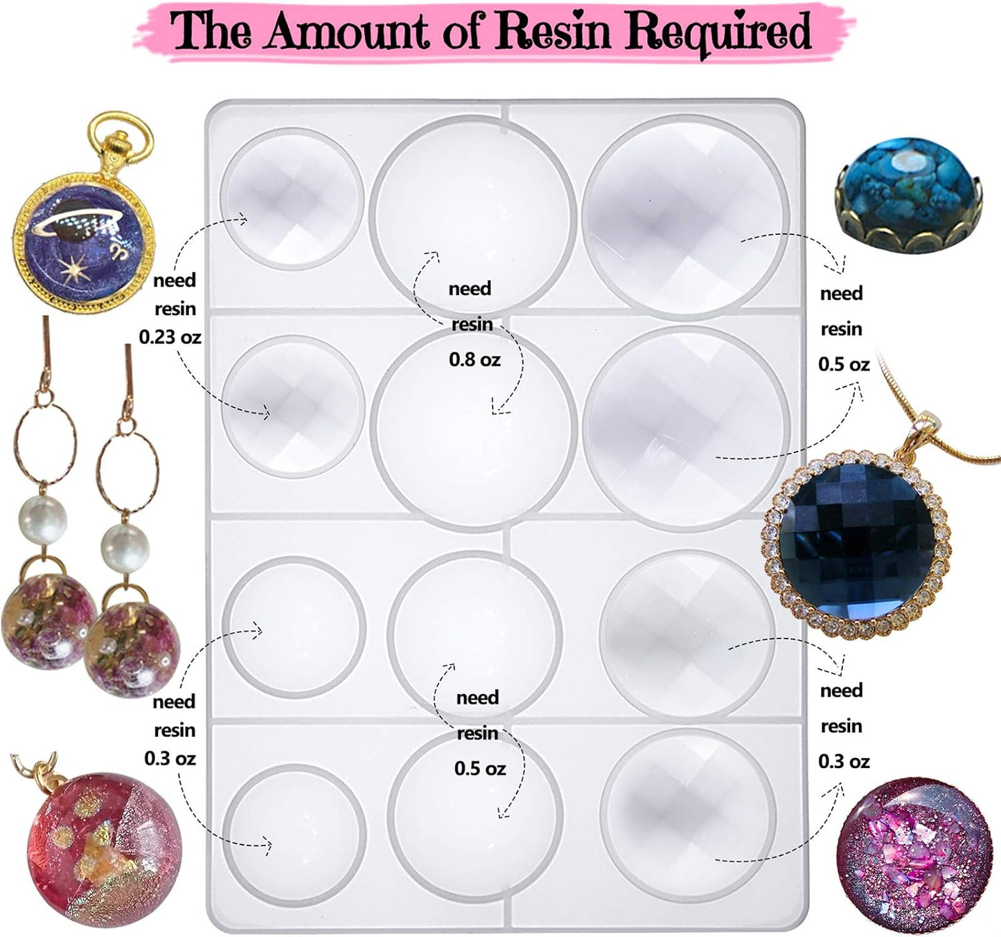 UV Epoxy Urethane Polyresin Jewelry / 62 Cavities 2 Designs Large Tray