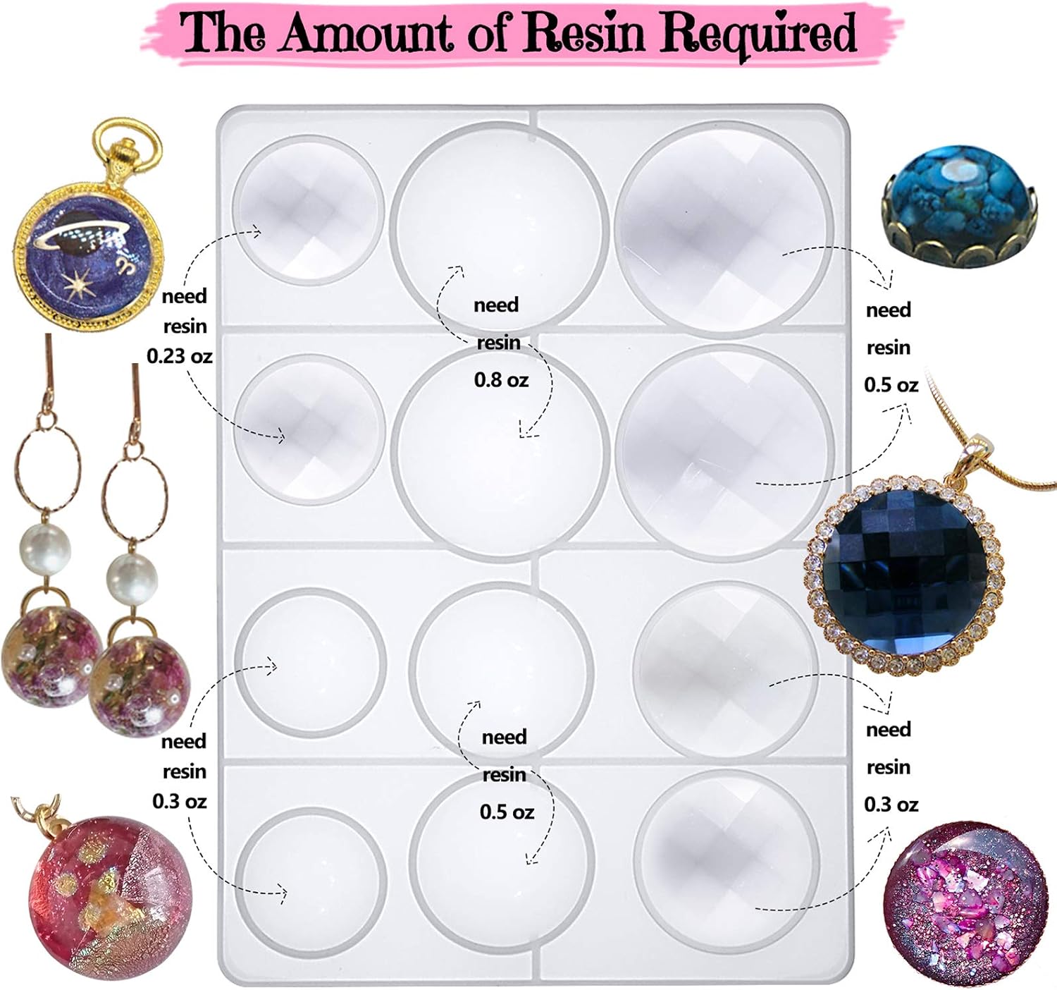 UV Epoxy Urethane Polyresin Jewelry / 62 Cavities 2 Designs Large Tray