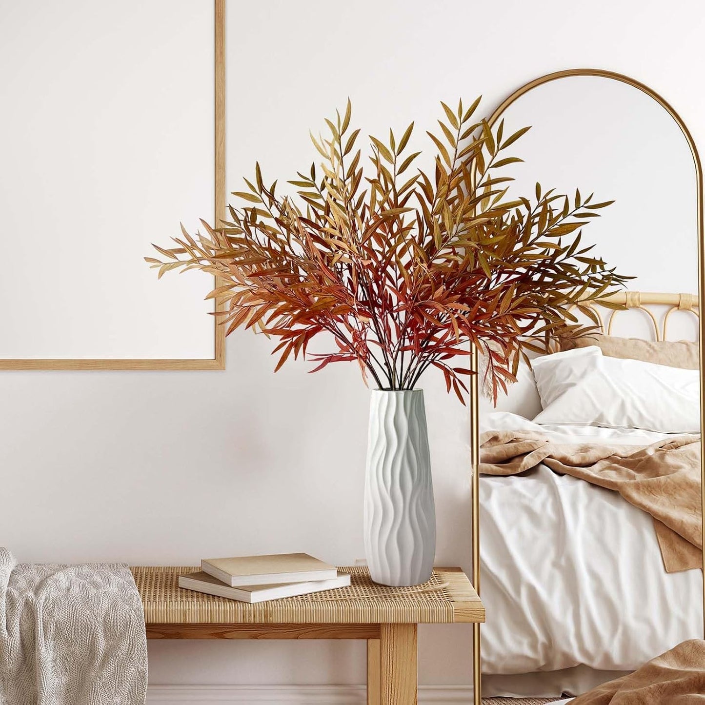 4 Bundles Artificial Fall Leaves Stems / 41.3 Inch
