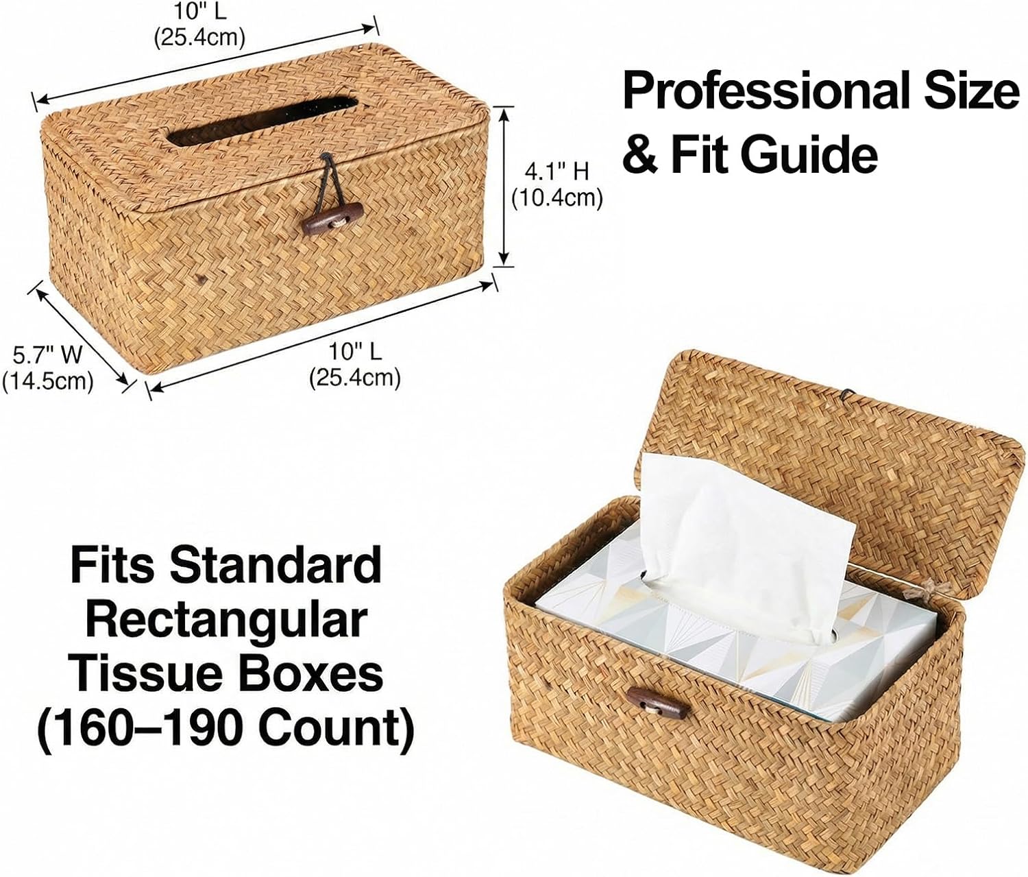 Decorative Caramel Rectangle Seagrass Holder