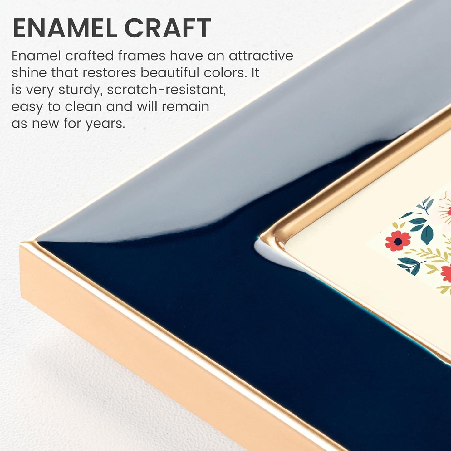 Real Glass Photo Frame / Navy Blue Gold / 4 x 6 / 1p