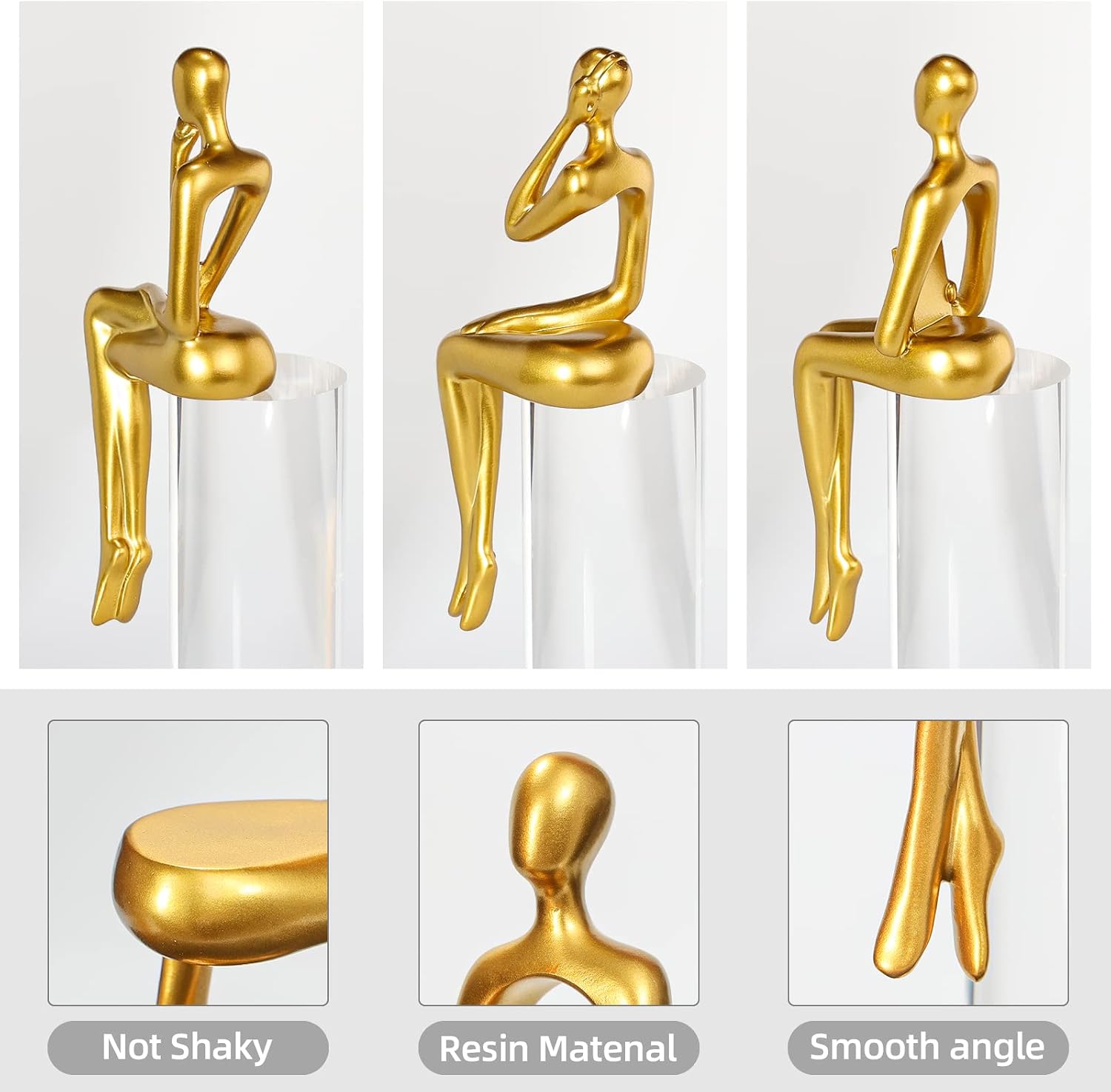 Golden Resin Collectible Figurines / Sitting Posture--gold