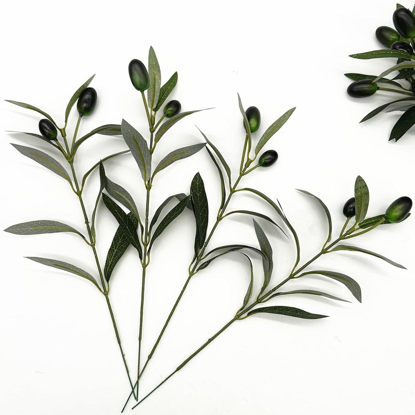 Fake Plants Artificial Olive Branches 10" Fake Greenery Small / Olive Leaves Stems / Set of 20