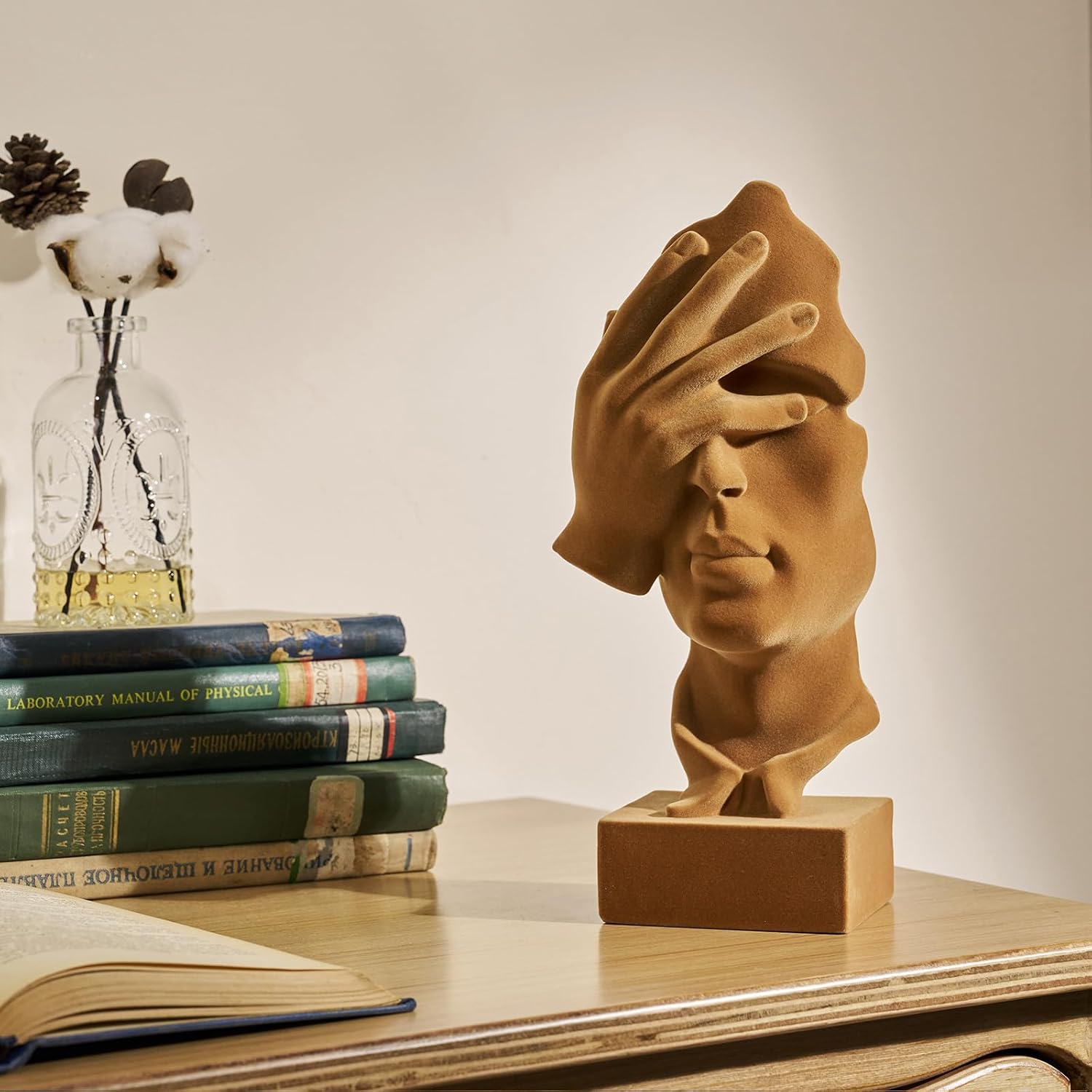 See No Evil Sculpture Modern Abstract Figurine for Desk / Nosee-brown