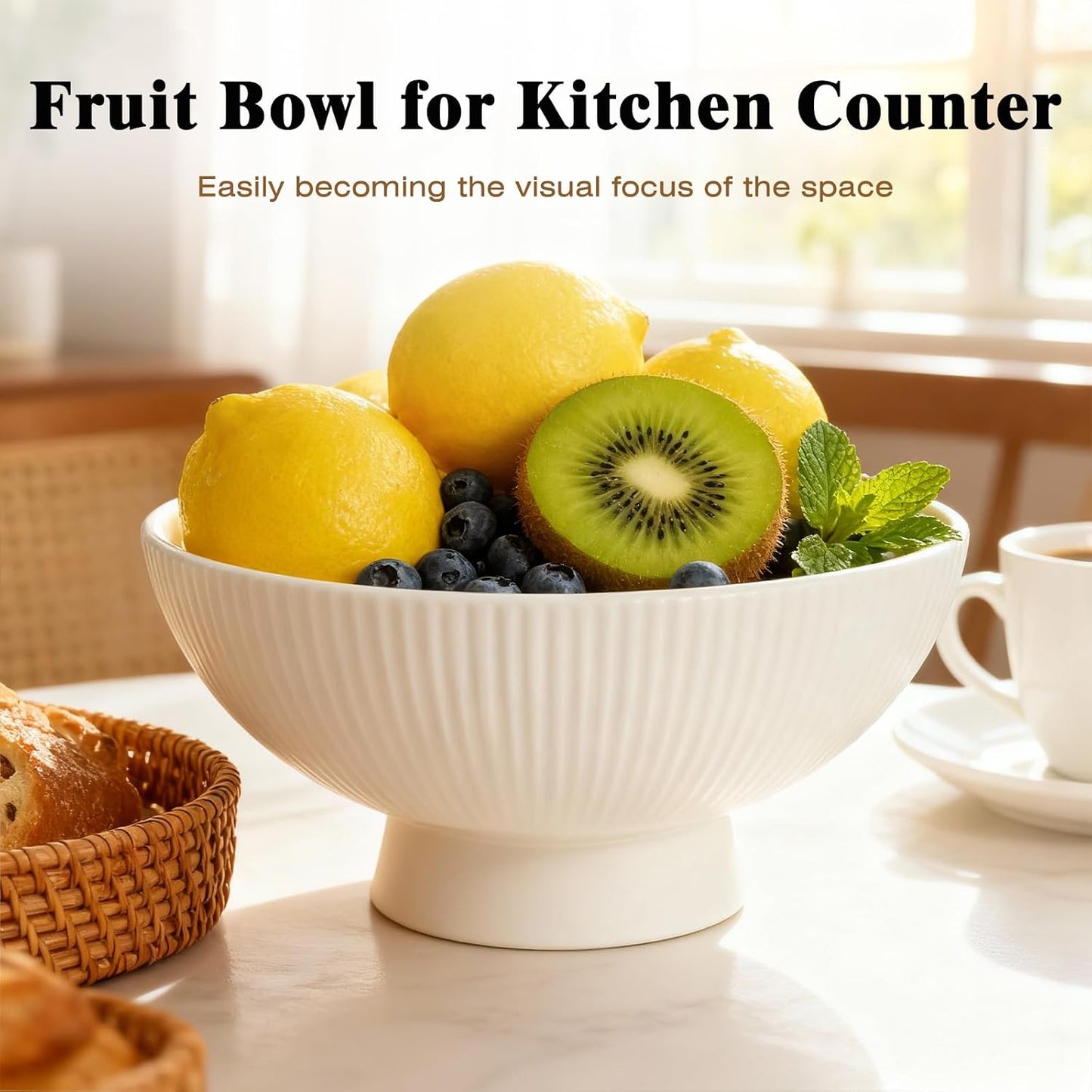 Decorative Bowl Fruit Bowl / Cream White / Modern / 8 Inch