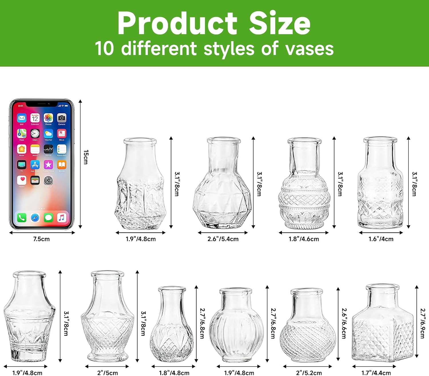 Glass Bud Vase Pcs / Clear / Set of 20