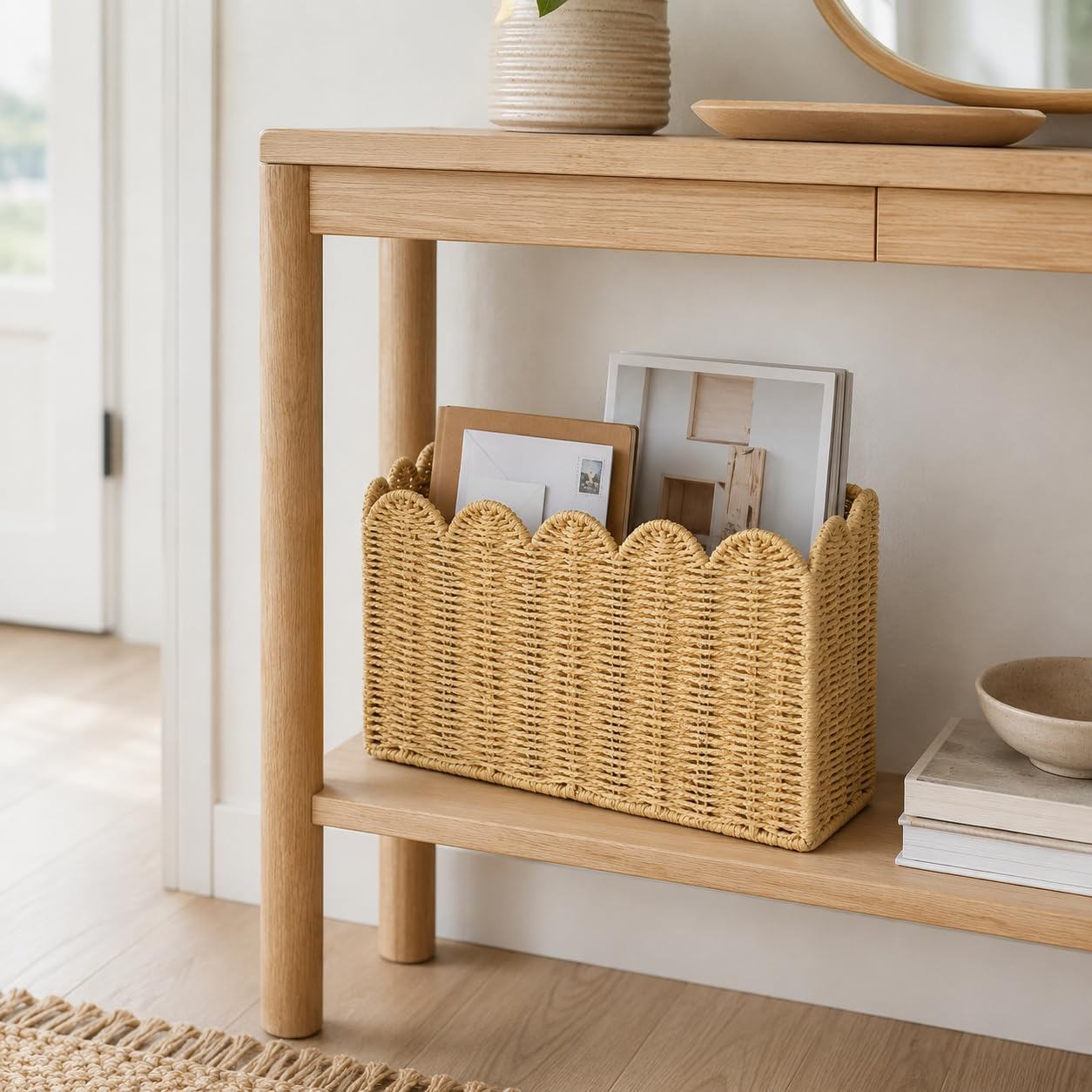 Tall Narrow Wicker Magazine Basket