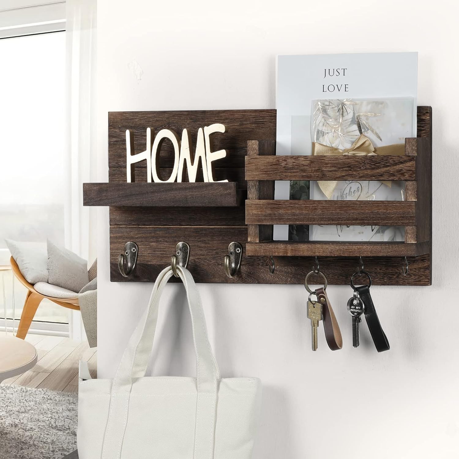 Key Holder / Mail Organizer / Brown