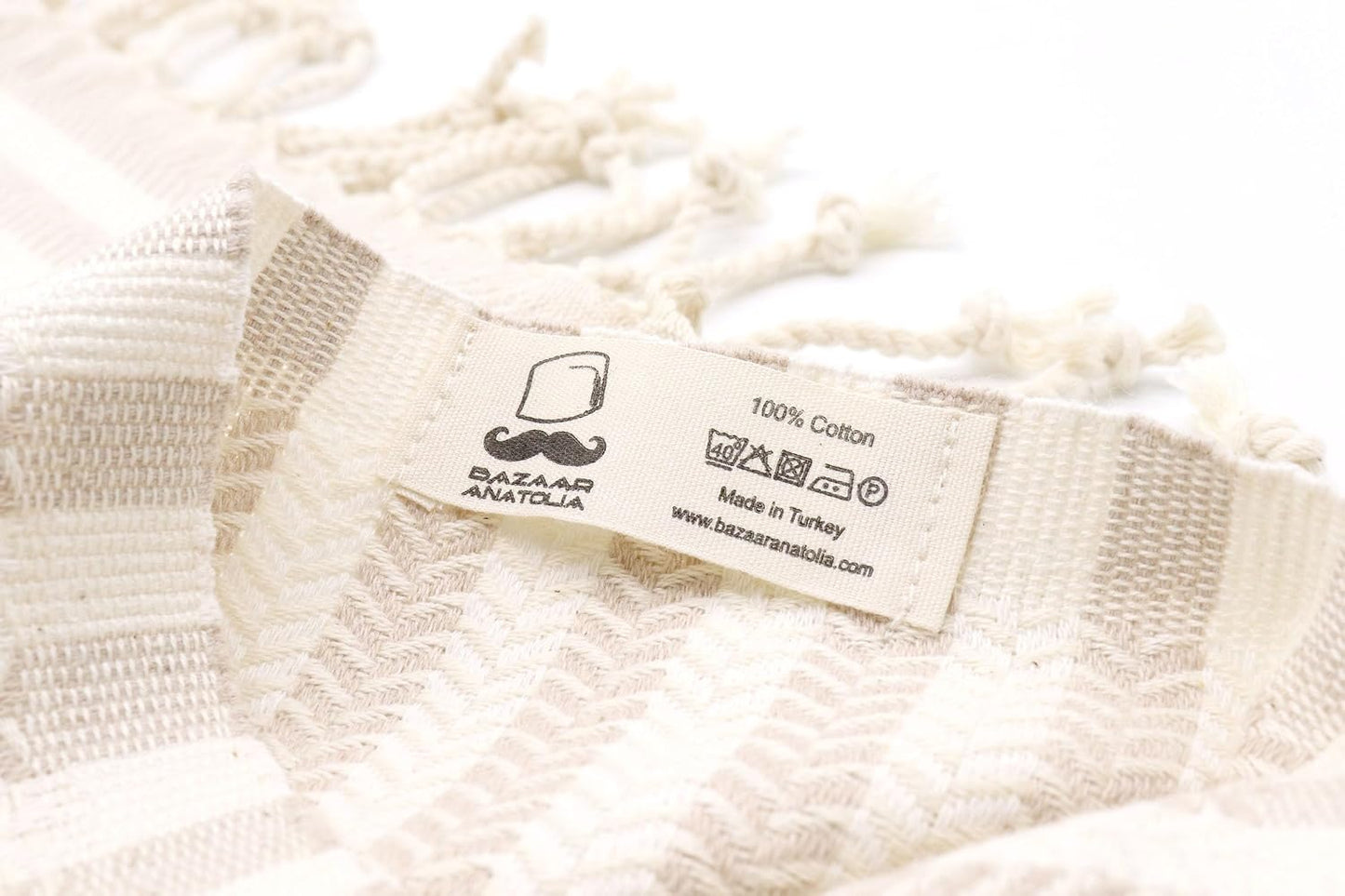 Turkish Bath Towel, 100% Cotton, 71x39 in, Arpa Beige