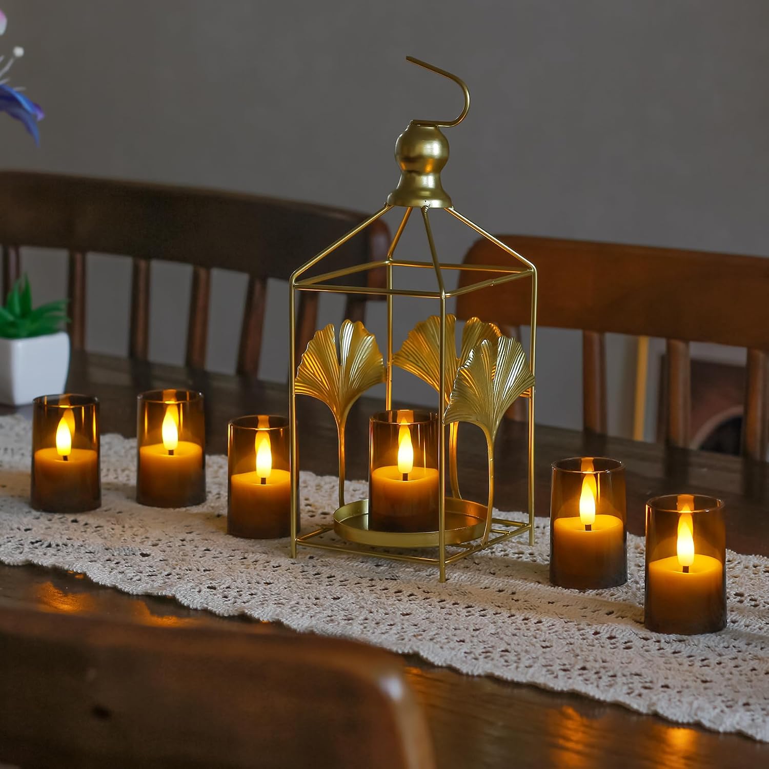 Rechargeable Acrylic Flameless Votive Candles with Timer & Remote Control, 1.7" x2.5" Flickering LED Warm Glow Tealight
