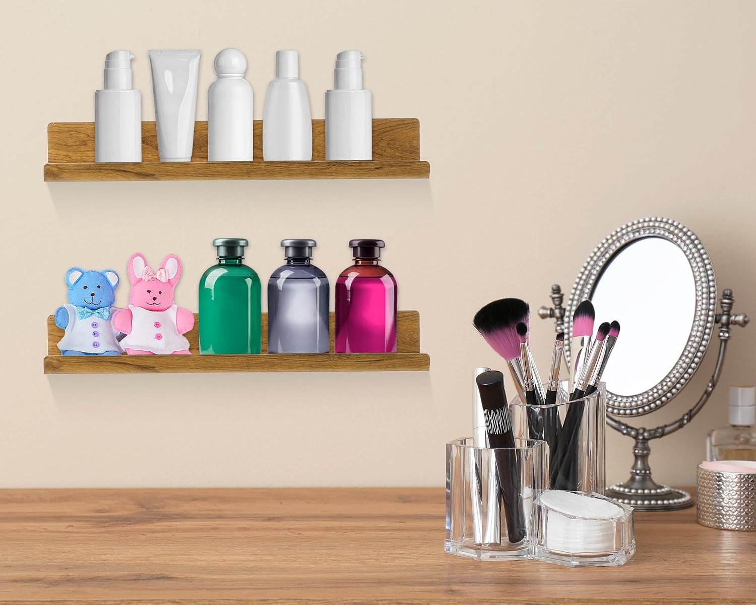 Blulu 12 Packs 14 Inch Acrylic Floating Shelf Wall Mounted Invisible Acrylic Shelf Ledge Floating Bookshelf for Living