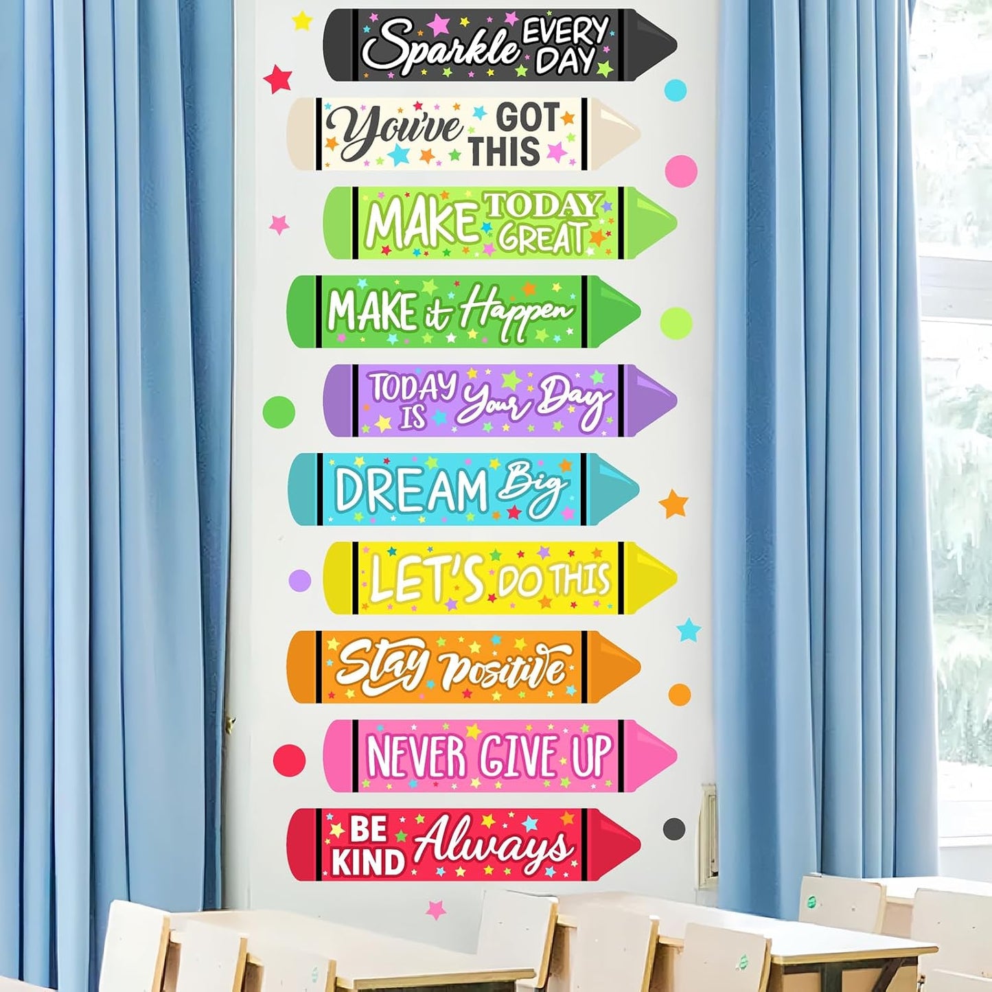 Colorful Inspirational Quotes Wall Decals Motivational Stair Stickers for Kids Peel / Red Green