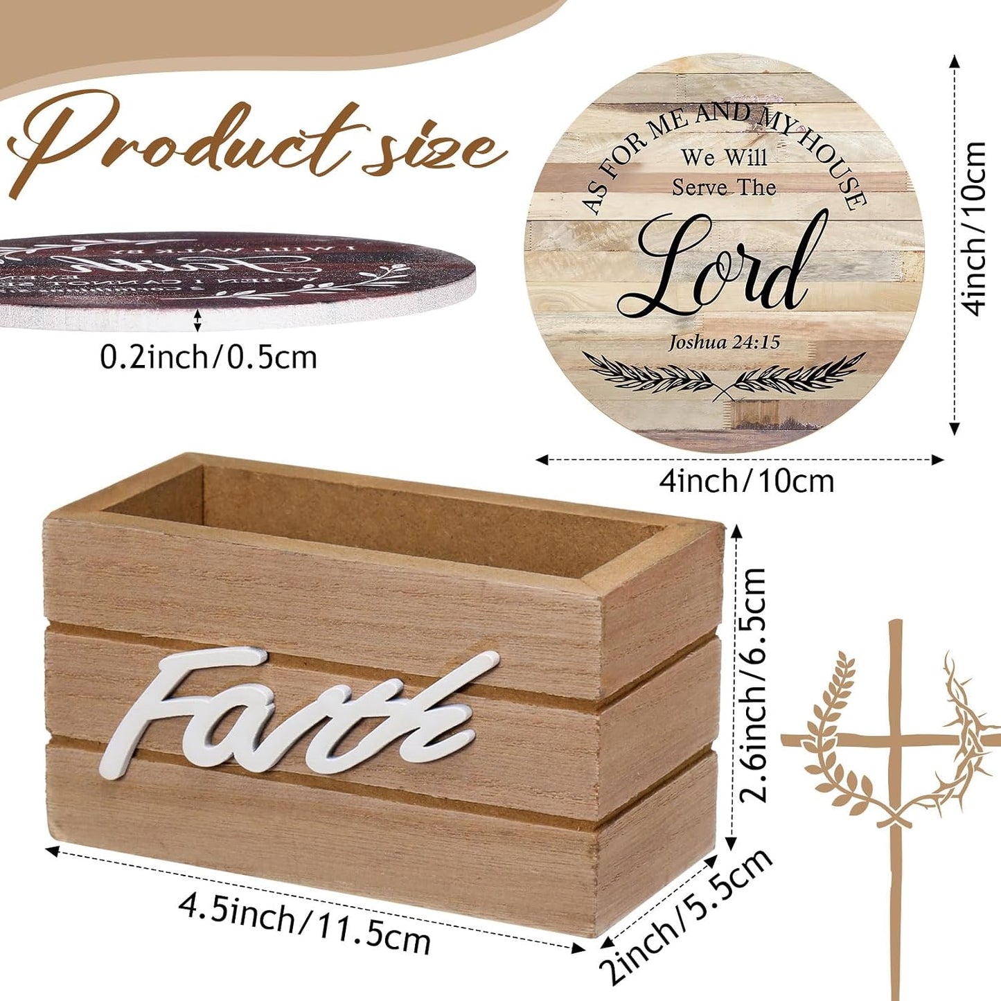Wooden Coasters for Drinks / Classic Farmhouse / Set of 6