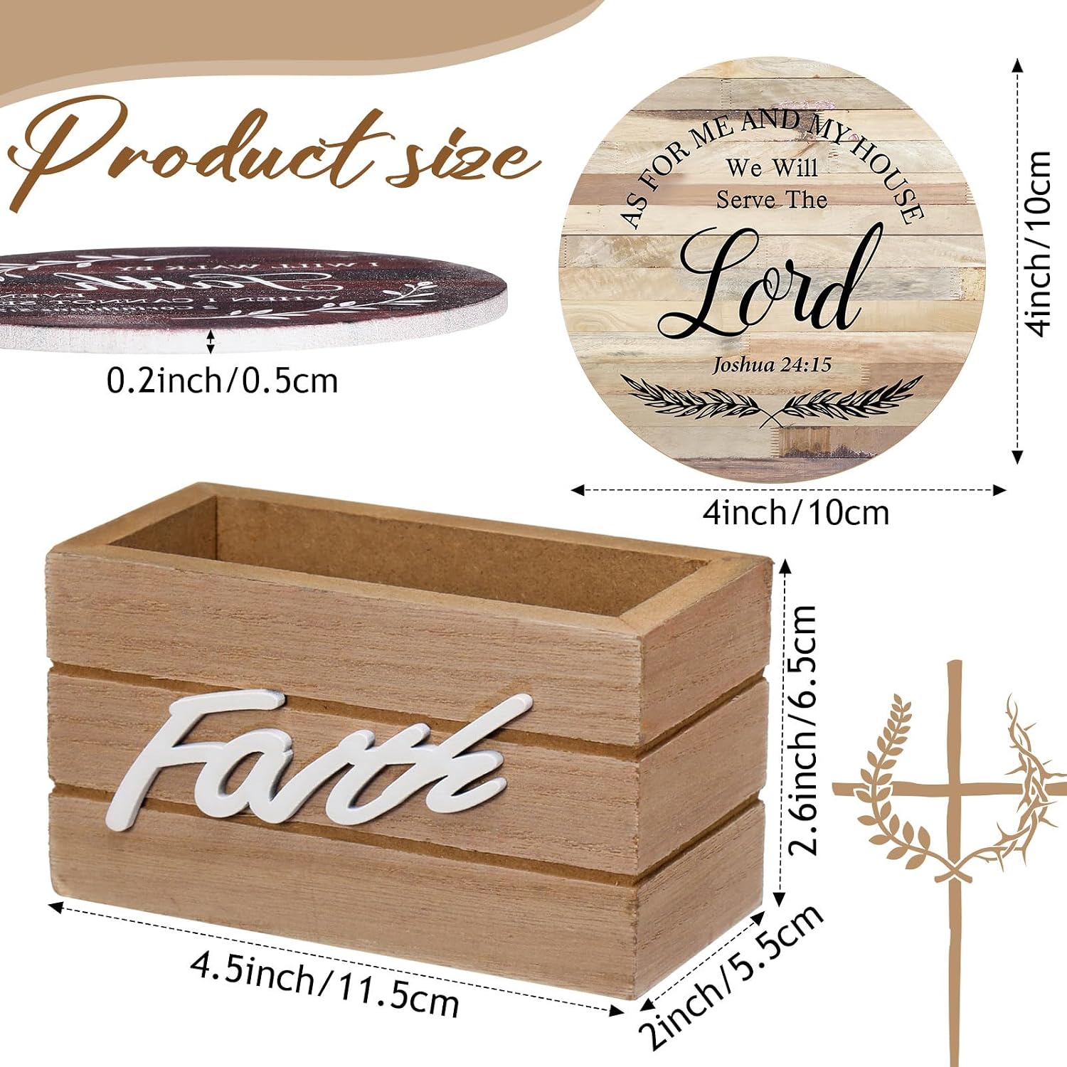 Wooden Coasters for Drinks / Classic Farmhouse / Set of 6
