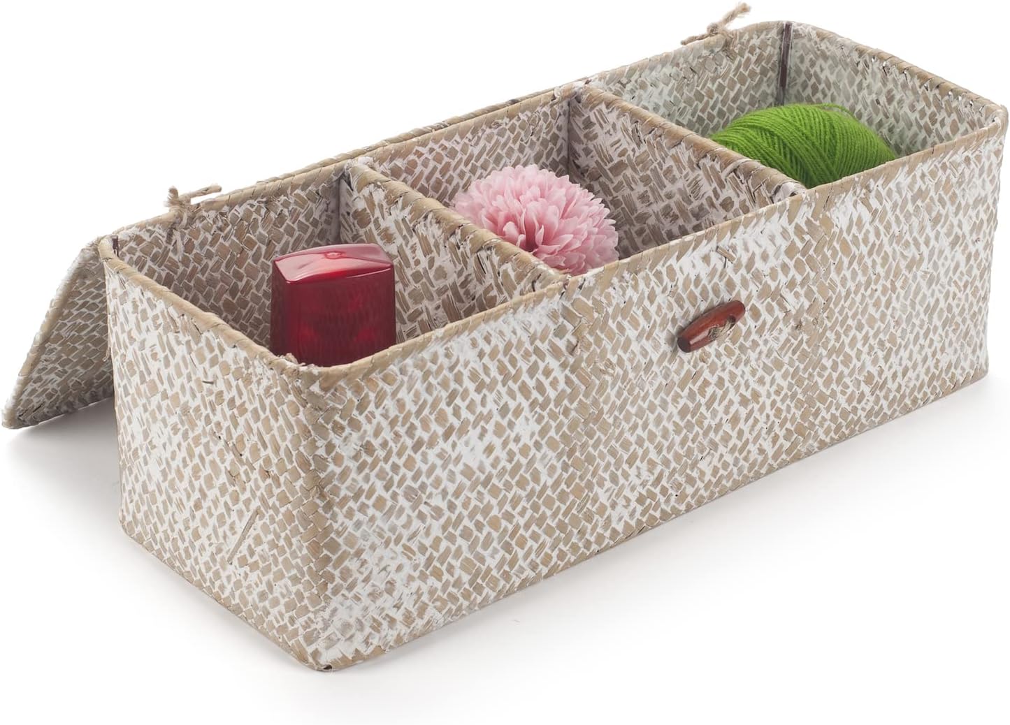Seagrass Storage Basket / Whitewash 3 Sections
