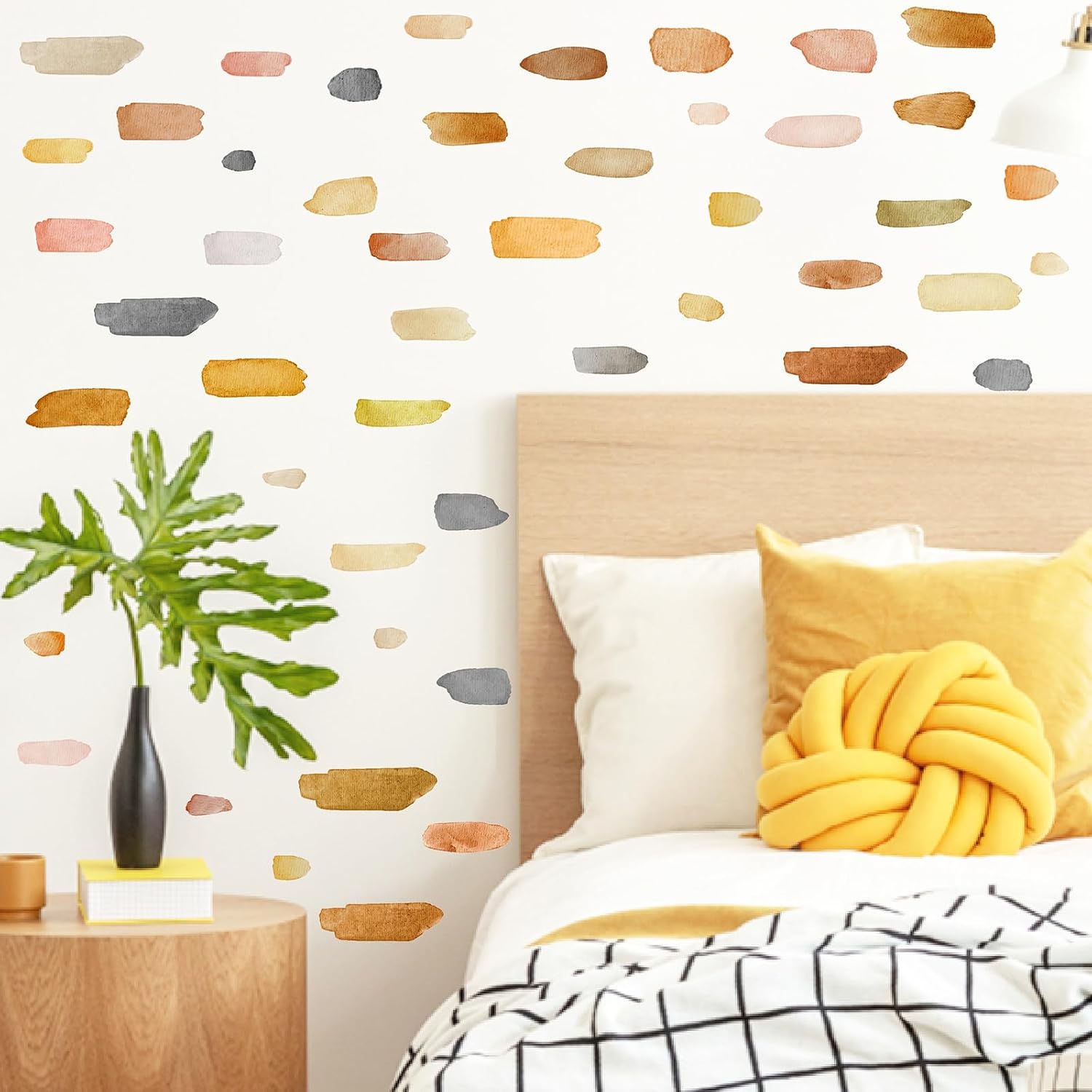 Watercolor Wall Stickers Peel and Stick Boho Wall Decals Brush Strokes Splatter Decal / Lines B