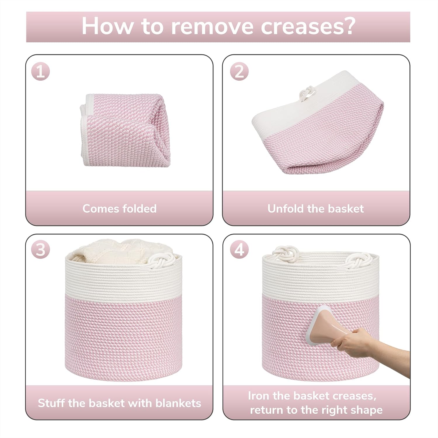 Laundry Basket / Baby Storage Basket / Pink / 15 x 14.2