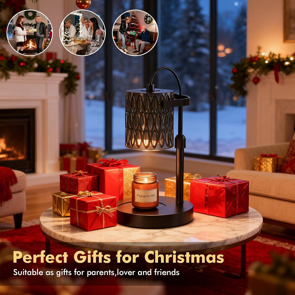 Candle Warmer Lamp, Timer & 4-Level Dimmer, Modern Decor | Flameless Electric Wax Warmer for Jar Candles, Includes 2