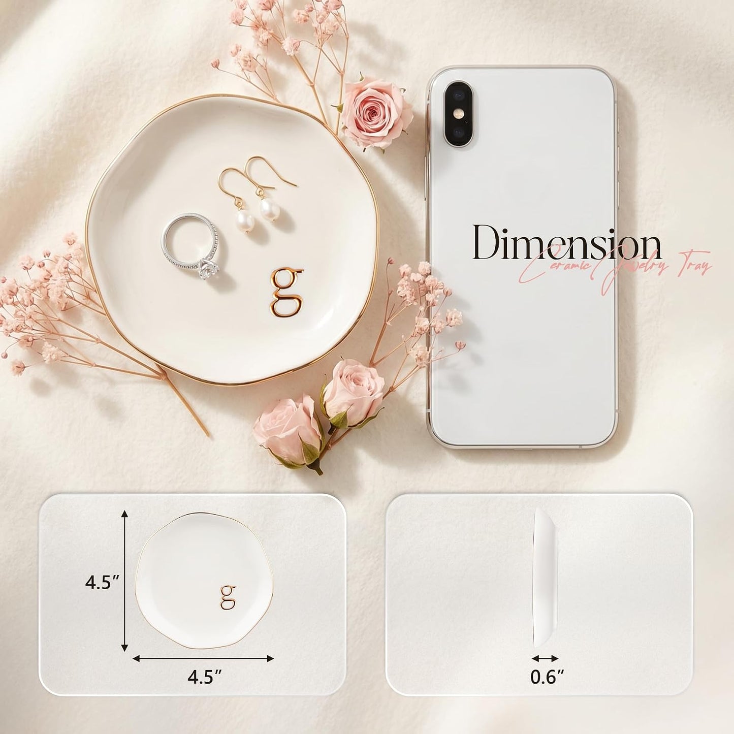 Ceramic Jewelry Tray / G / White