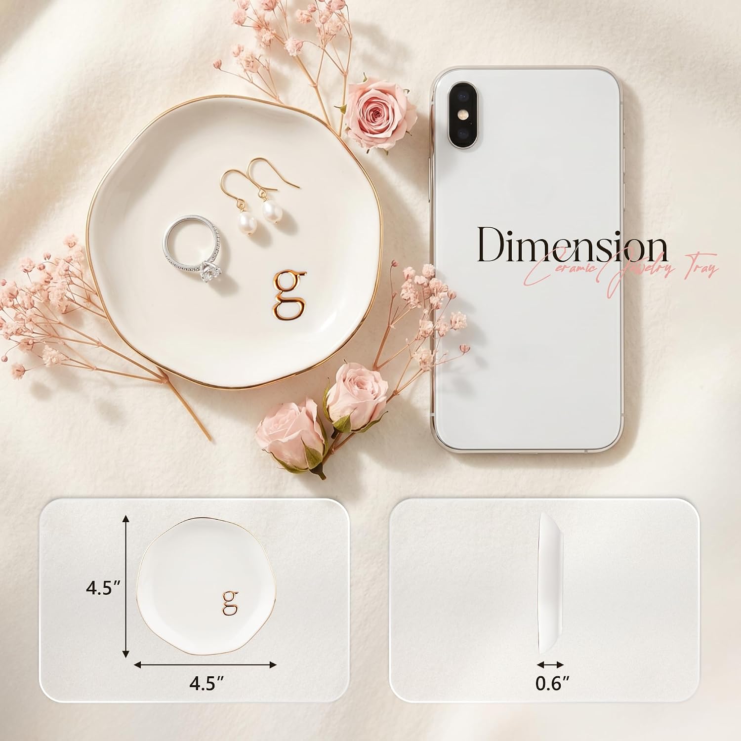 Ceramic Jewelry Tray / G / White