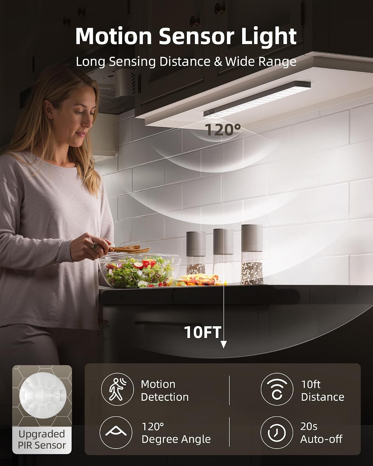 EZVALO 6-Pack 13 Inch Under Cabinet Lighting with 2 Charging Stations, Rechargeable Wireless Motion Sensor Lights