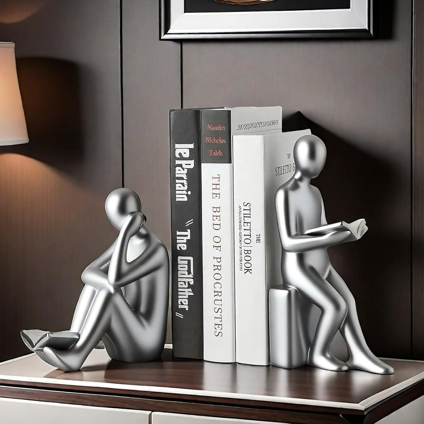 Book / Home Decorative Reading Book Statue Bookends Elegant Resin Bookshelf Room Office Desk Decor