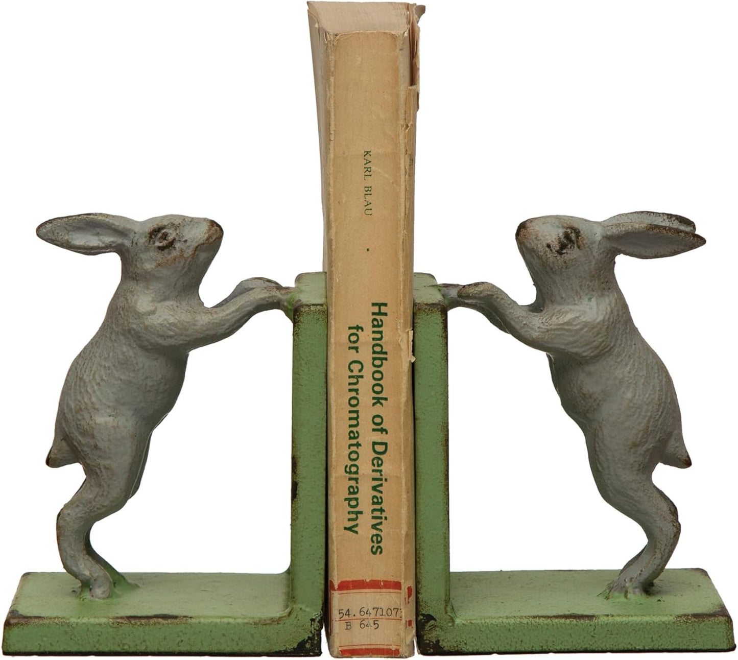Decorative 2-Tone Cast Metal Rabbit Bookends / Green / Set of 2
