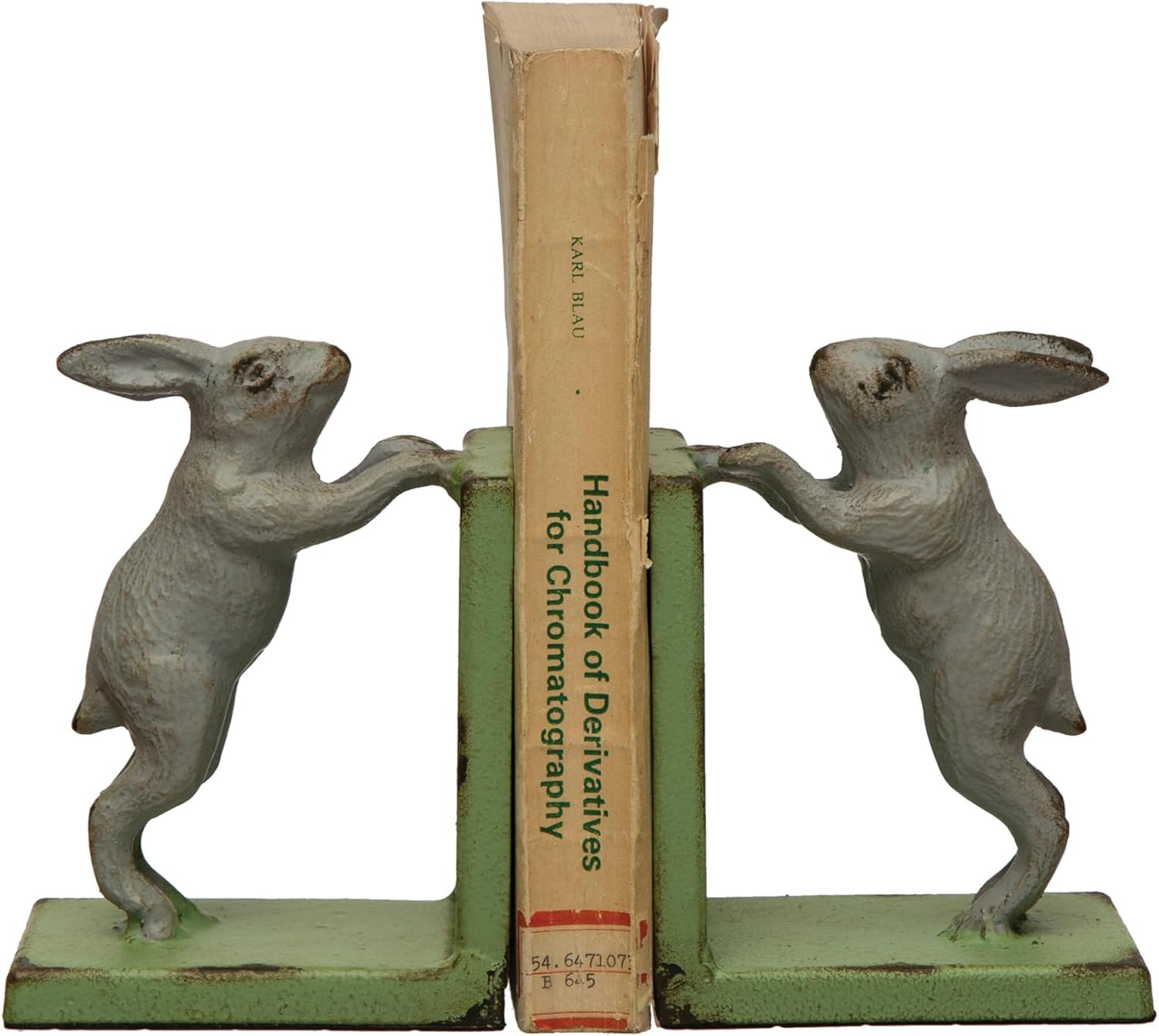 Decorative 2-Tone Cast Metal Rabbit Bookends / Green / Set of 2