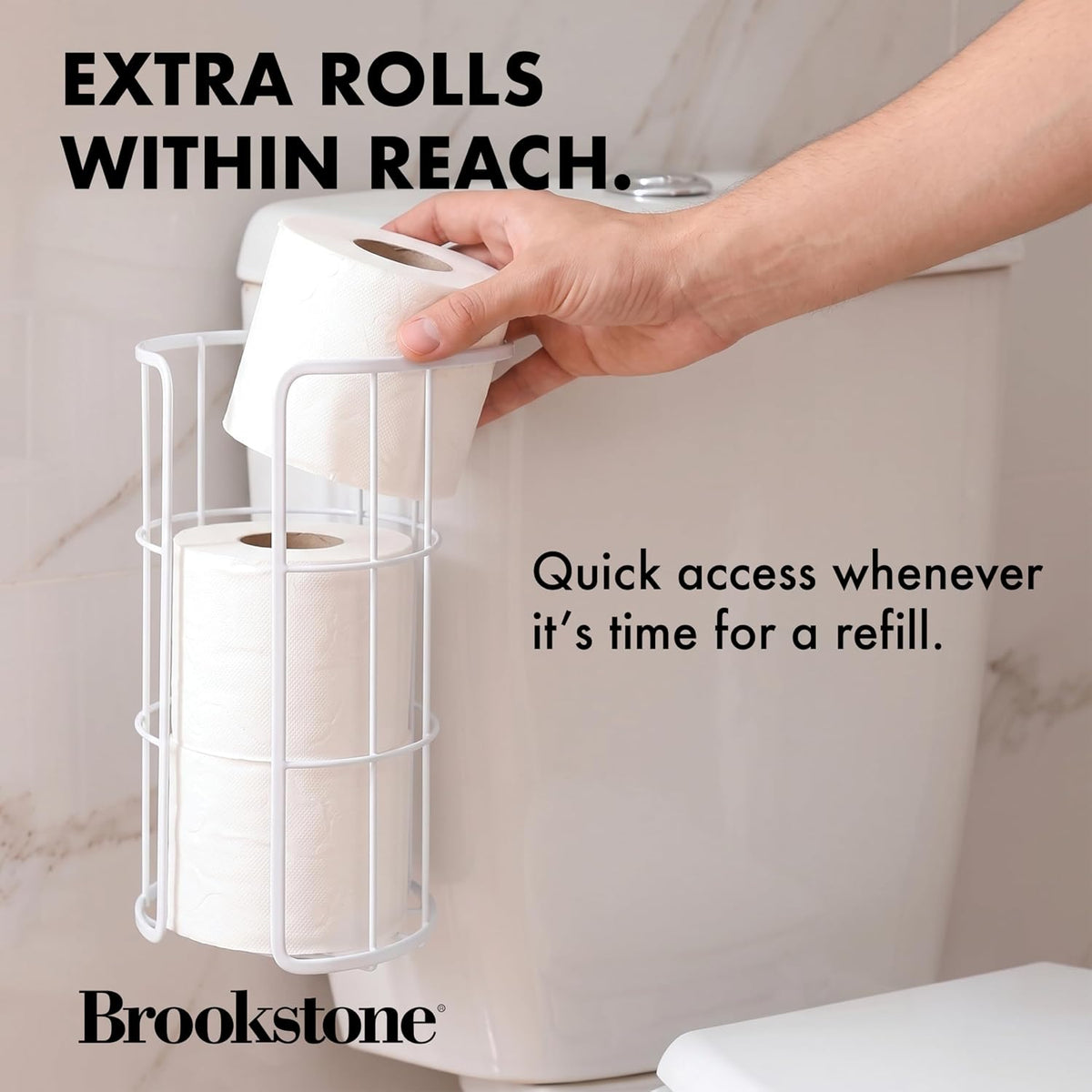 BROOKSTONE Over the Toilet Paper Holder Reserve - Toilet Paper Holder with Storage, Bathroom Toilet Paper Organizer