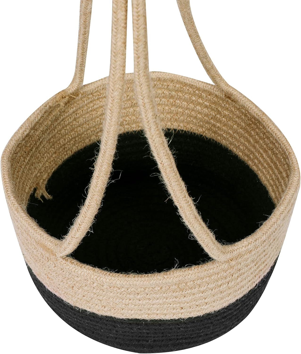 Hanging Planter Basket Jute Rope Woven Plant Hangers Indoor Hanging Plant Holder Up / Jute-black