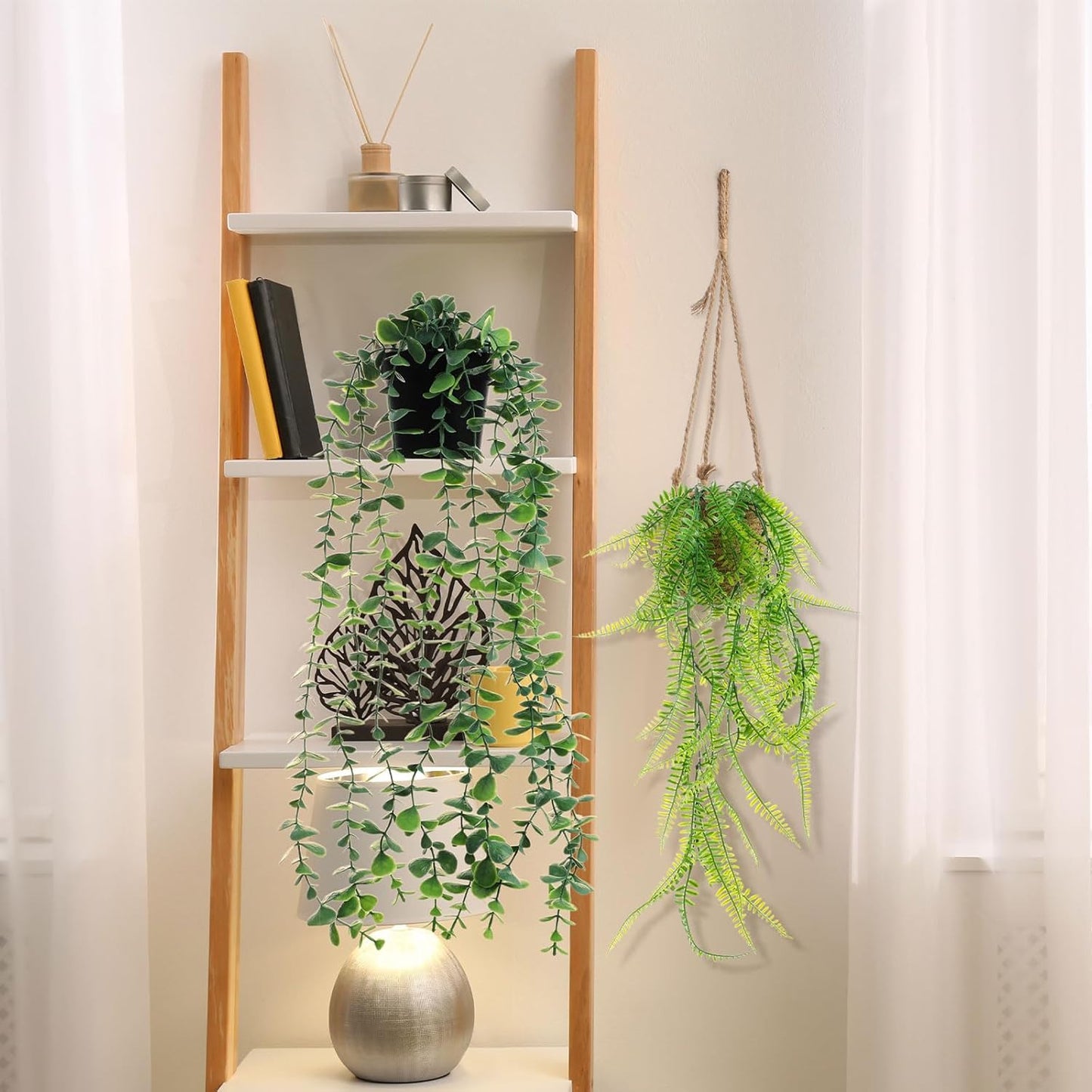 Summer Mini Hanging Artificial Plant / Standard Hanging / Green / Set of 6