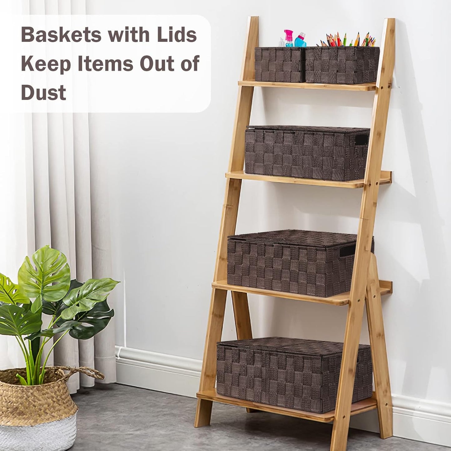Storage Baskets / Gift Small Basket / Brown / with Lids / Set of 5