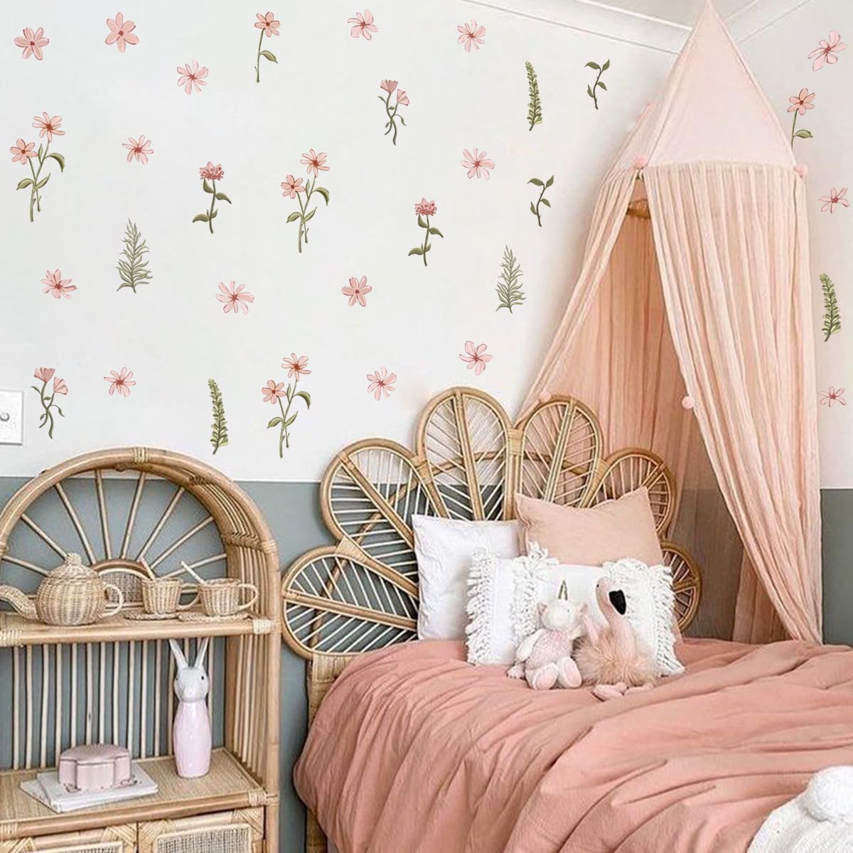 Boho Watercolor Flower Wall Stickers / Flower Wall Stickers-6591