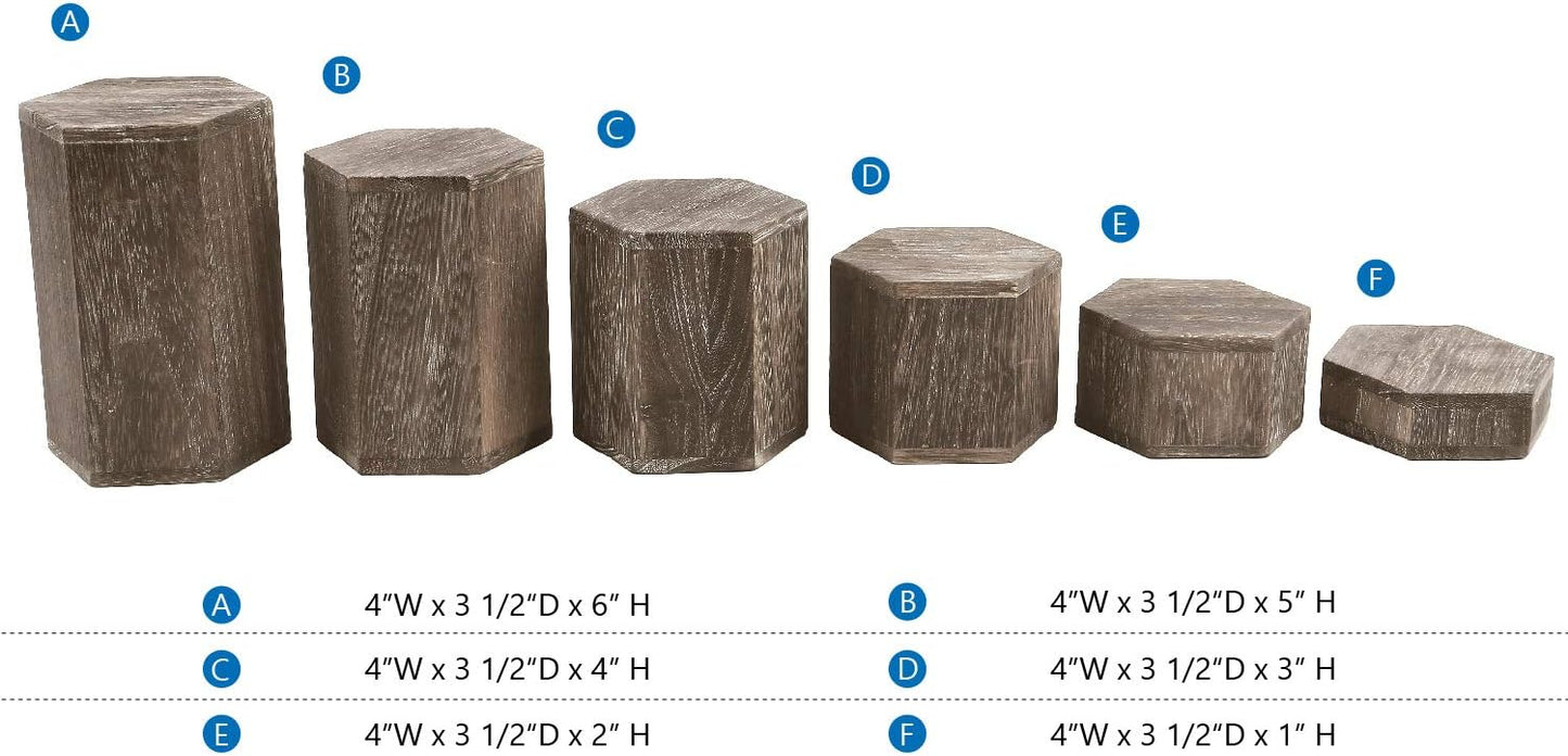 Wooden Hexagon Risers for Display Jewelry and Accessories Display Stand / Coffee / Set of 6