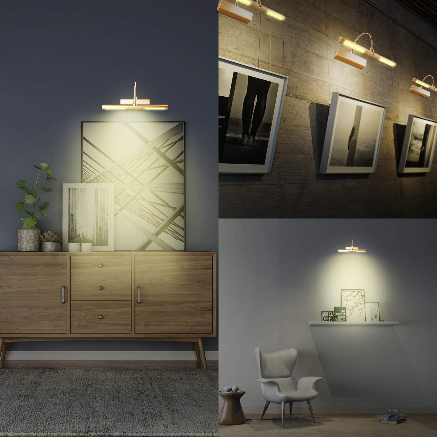 LUXSWAY Picture Light Battery Powered,Painting Light,3 Level Brightness Art Display Lights, 8.9 Inch Rotatable Lights