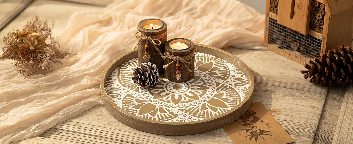 Boho Coffee Table Trays / 11.8 / Lotus Brown