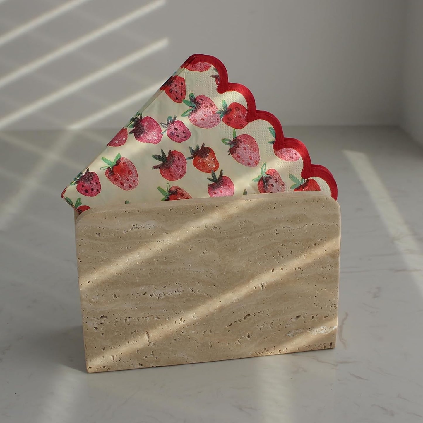 Travertine Napkin Holder / Small / Natural