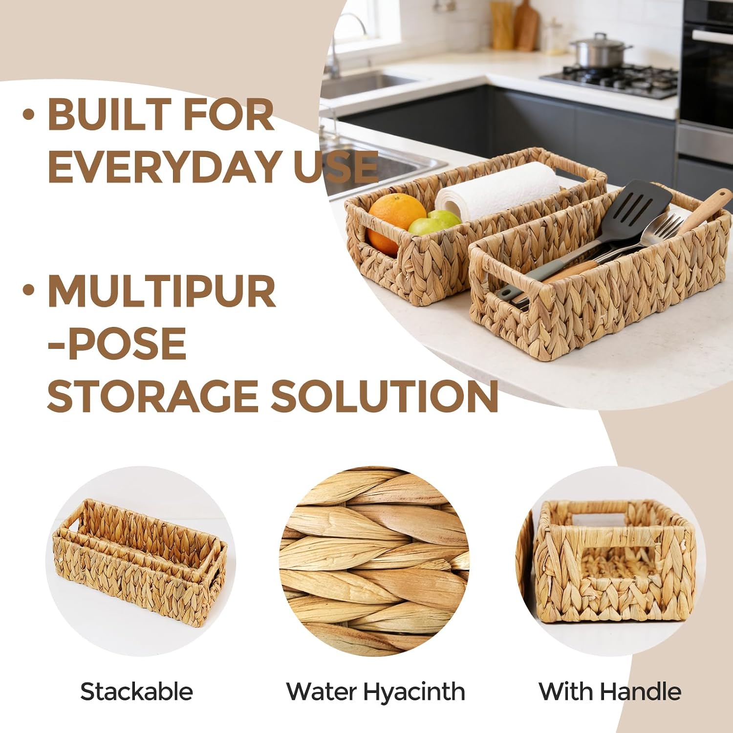 Wicker Small Basket Woven Long