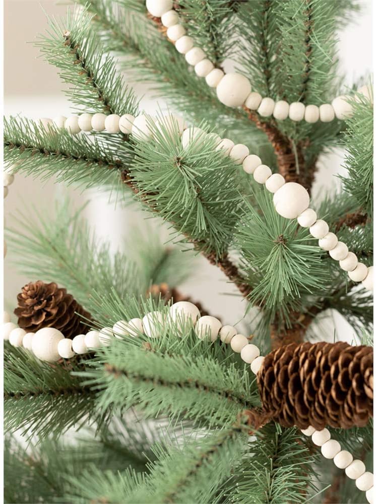 Christmas Wood Bead Garland / 86 Inch / Set of 2
