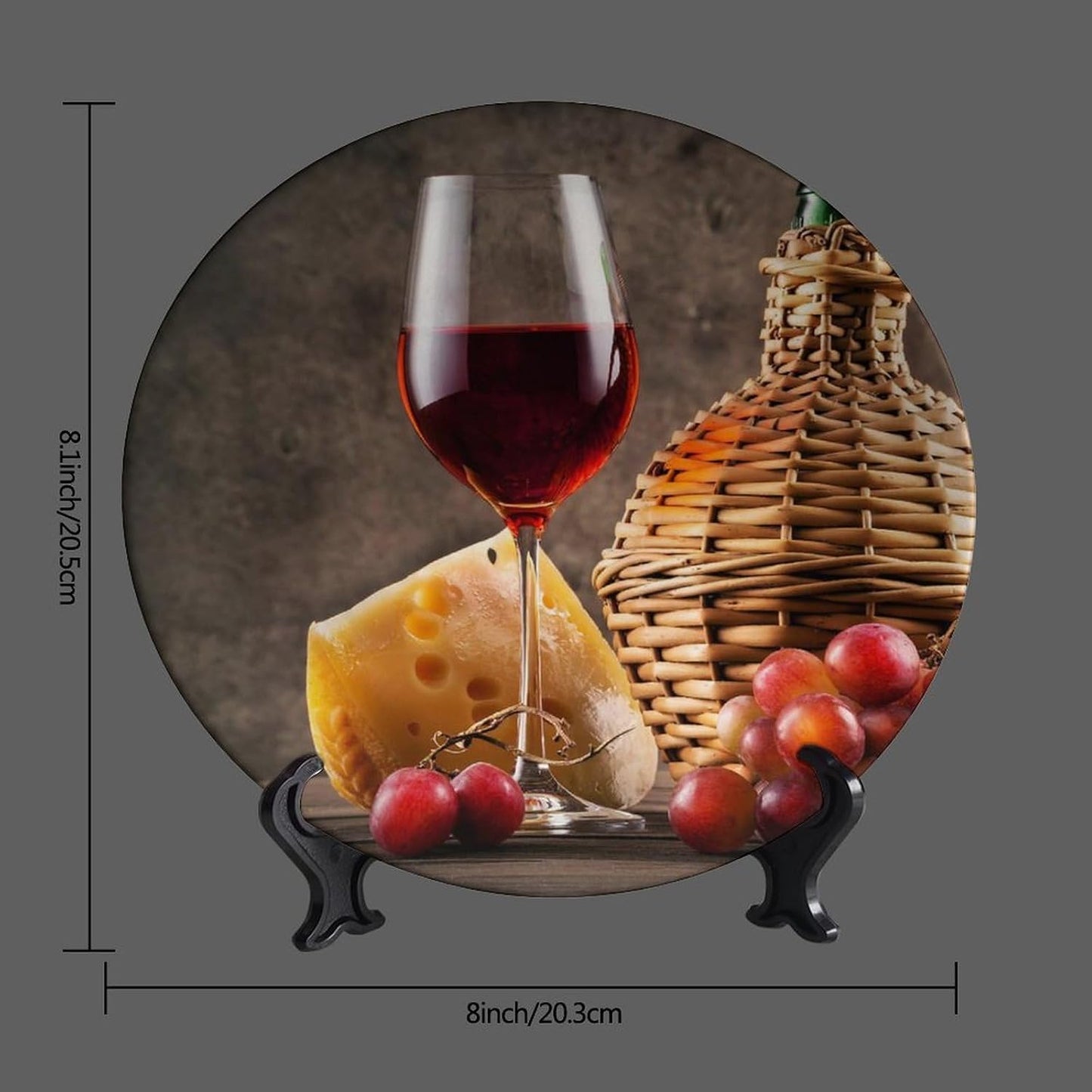 Display Stand / Home Wobble-Plate / 8 Inch / Cheese Grapes and Wine