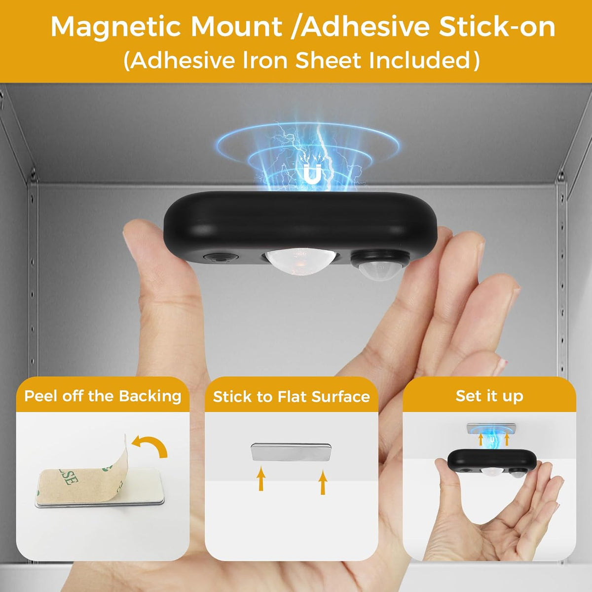 8 Pack LED Motion Sensor Puck Lights, Small Rechargeable Under Cabinet Lights, Dimmable Warm White Closet Lights