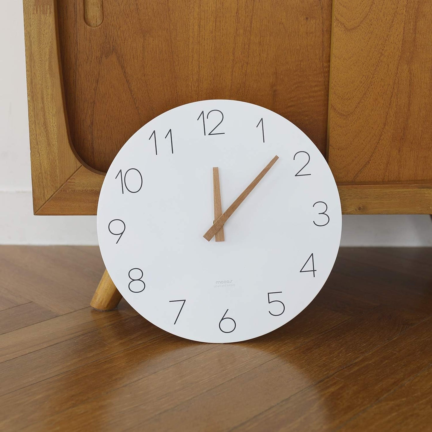 mooas Flatwood Wall Clock, 12" Analog Wall Clock, Silent Non-Ticking | Modern Wall Clocks Battery Operated for Office