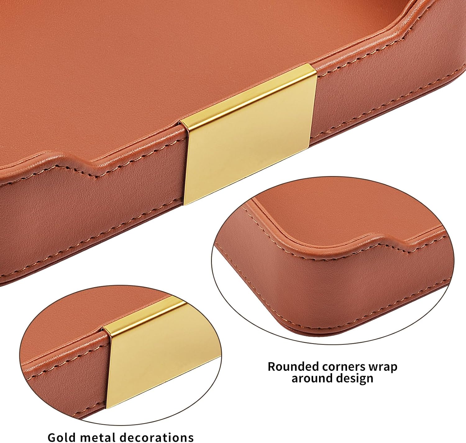 Leather Valet Tray Desktop Storage Organizer / 8.5 x 5.8 x 1.9 / Orange