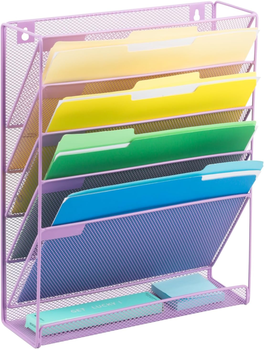 Desk File Organizer Mesh 6 Tier, Hanging Wall Mount Document Organization Stand, Desktop Vertical Mail Paper Folder