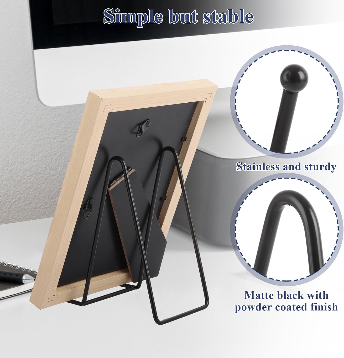 Metal Photo Picture Stands / Black / 6 Inch / Set of 20