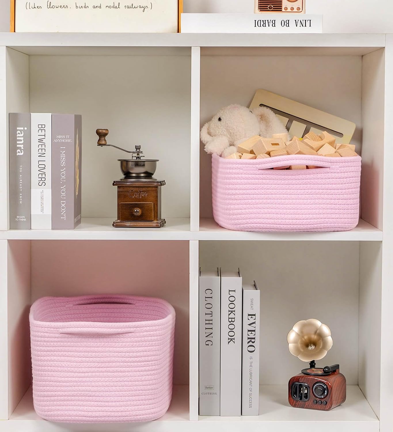 Woven Closet Storage Bin / Pink / 14''x10''x5