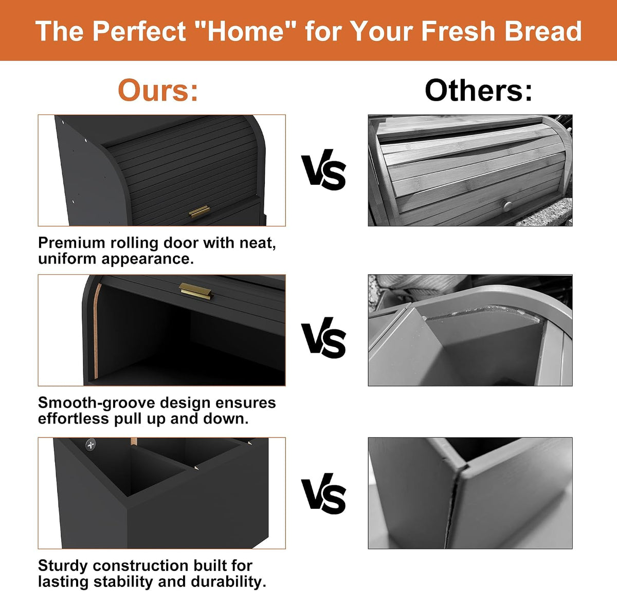 TQVAI Roll Top Bread Box for Kitchen Countertop, Keep Fresh Longer, Easy to Maintenance, Double Layer Vintage Wooden