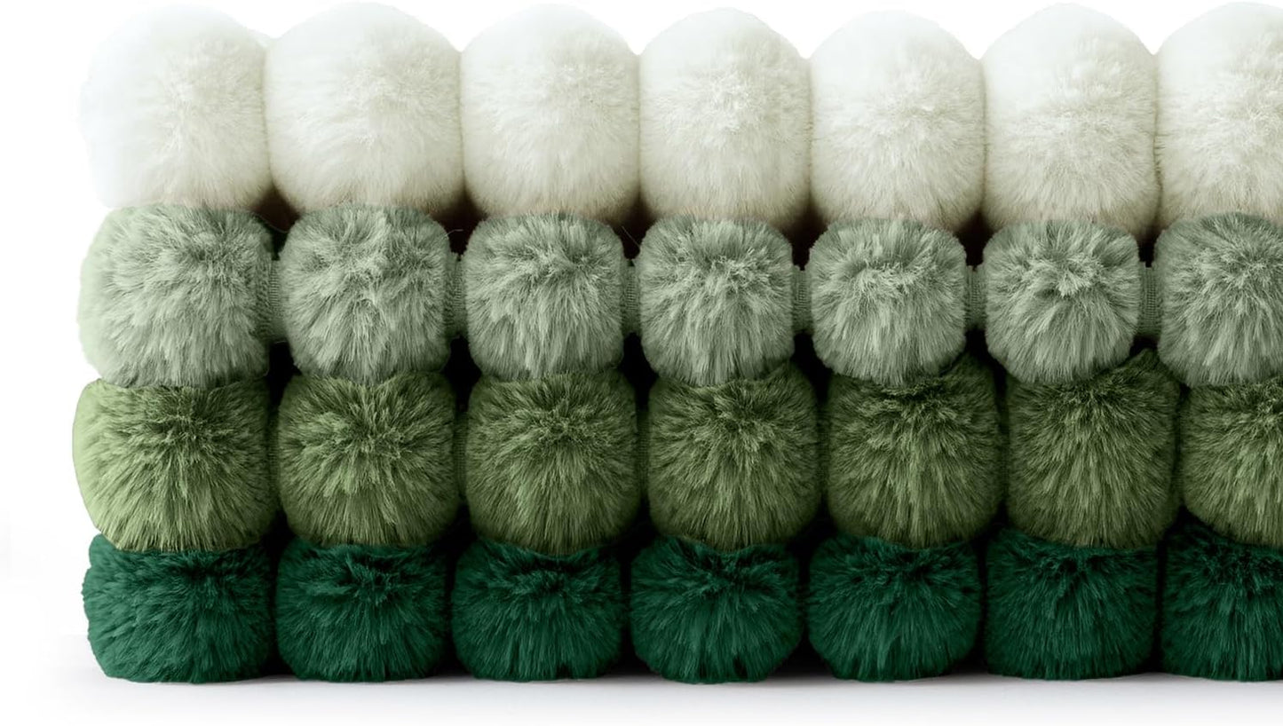 Faux Fur Plush Decorative Throw Pillow Covers / 18 x 18 / Green / Set of 4